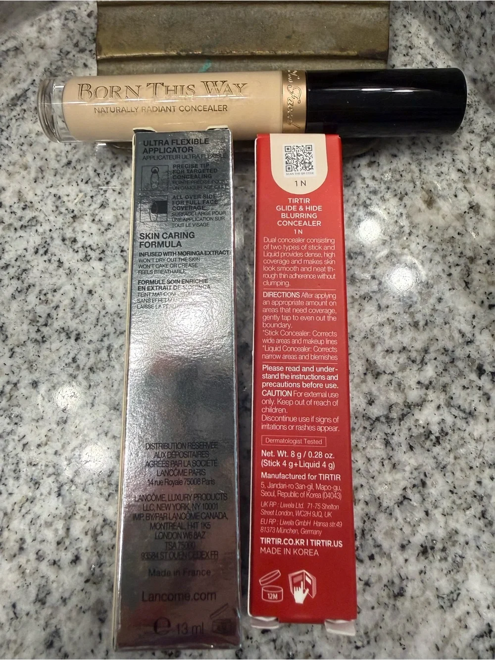 Fair concealer lot! Lancôme Tient Idole Ultra, TooFaced Born this Way and Tirtir